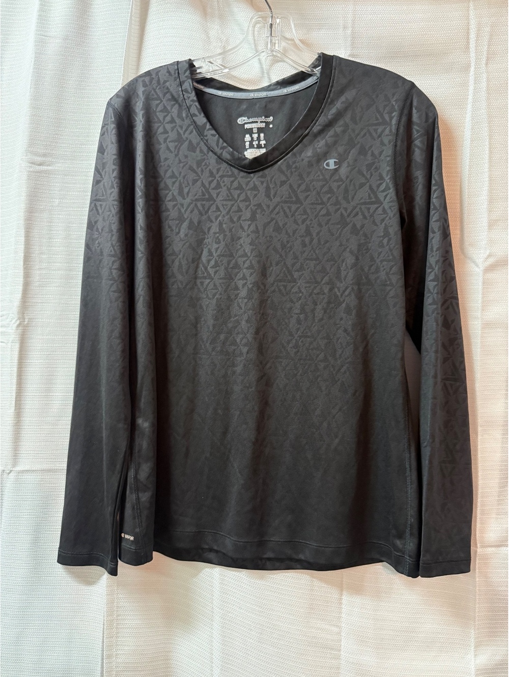 Champion Vapor Powertrain Black Long Sleeve Athletic Shirt Medium